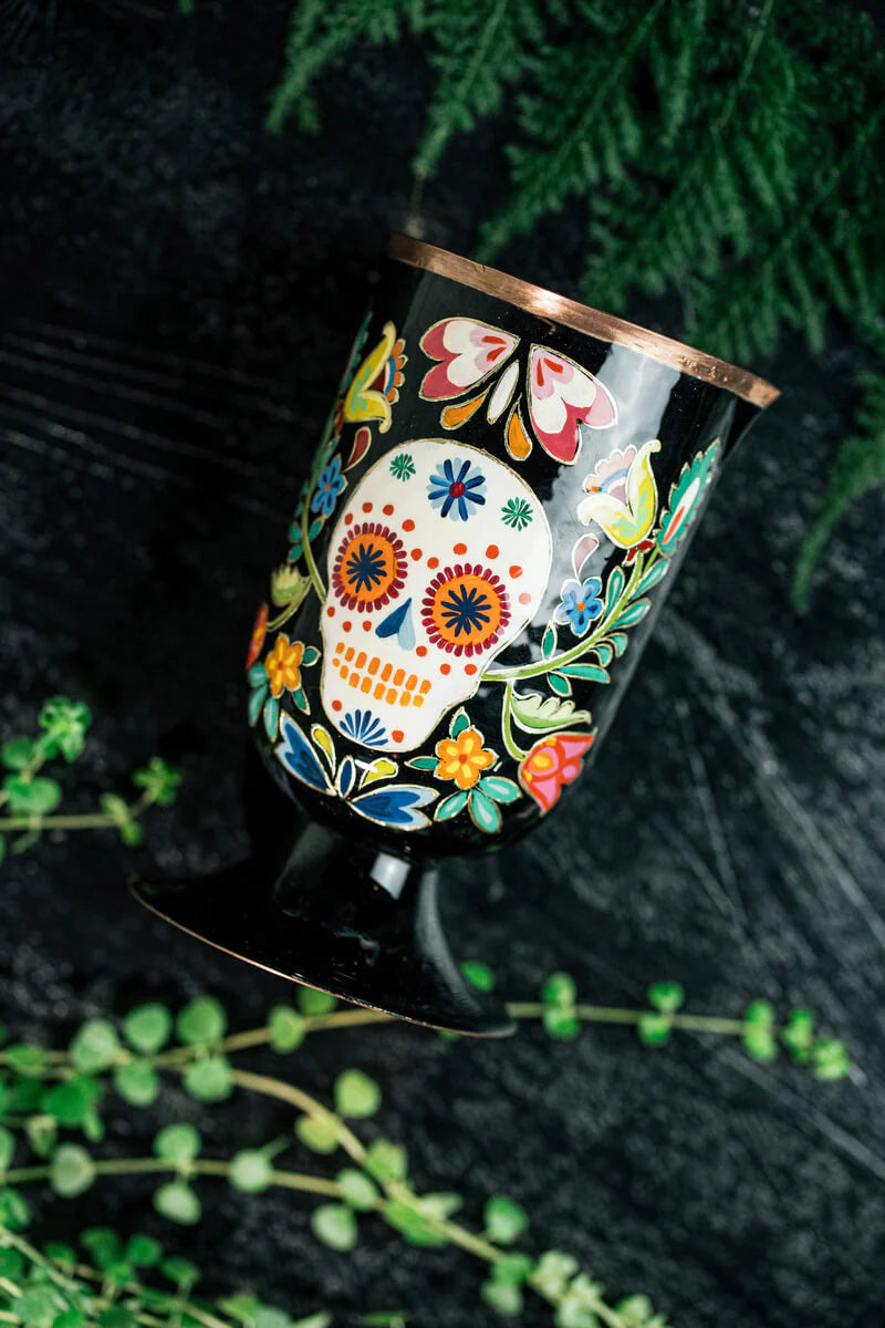 Hand Painted Calavera Mixing Glass