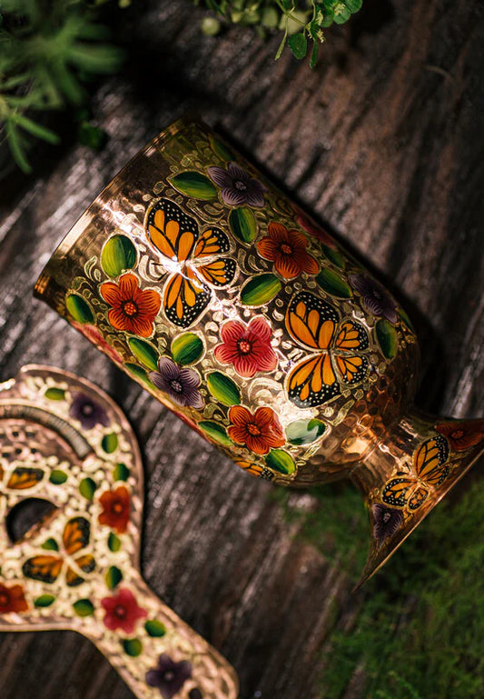 Hand Painted Mariposa Mixing Glass