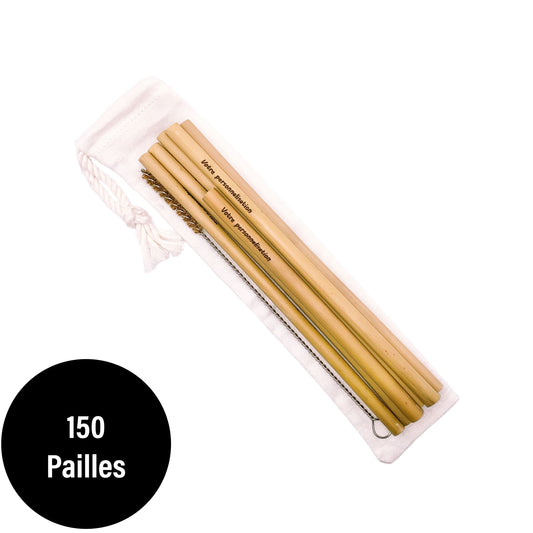 150 Pailles en Bambou personnalisable